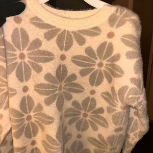 Rachel Zoe Cream and Gray Floral Sweater